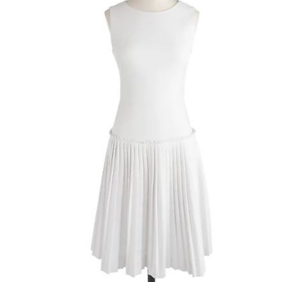 J. Crew Dresses & Skirts - J. Crew White Cotton Drop Waist Dress w Pleats